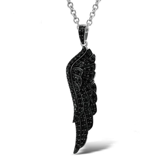 Black Spinel Angel's Wing Pendant-Black Diamonds New York