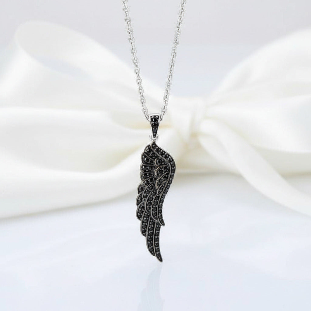 Black Spinel Angel's Wing Pendant-Black Diamonds New York