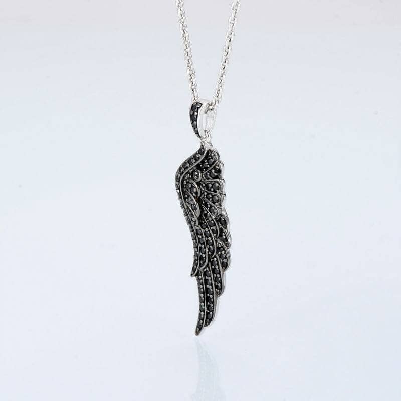 18ct White Gold & Diamond Set Angel Wing Necklace | Hurleyburley