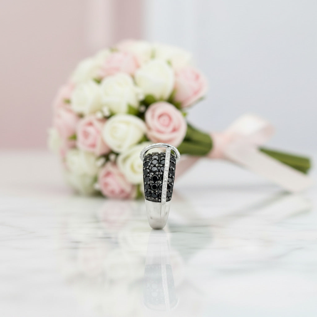 Black Spinel with Diamond Option Ring-Black Diamonds New York