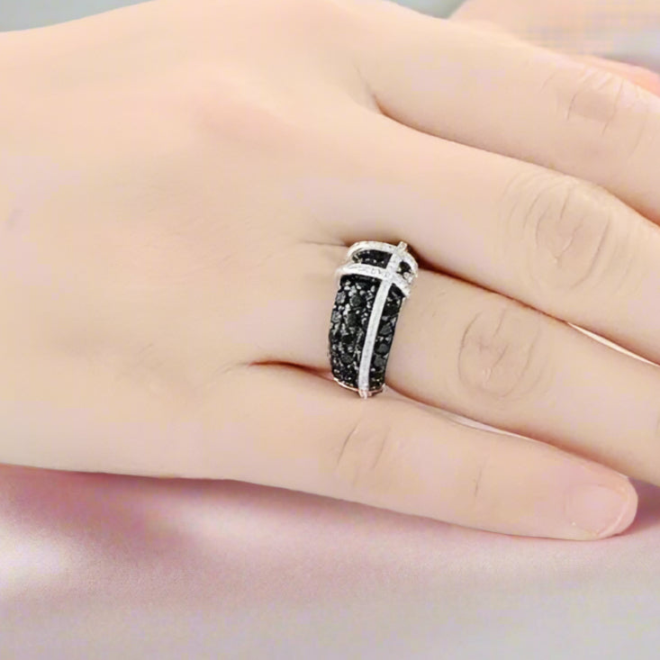 Black Spinel with Diamond Ring-Black Diamonds New York