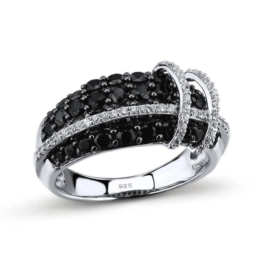 Black Spinel with Created Diamonds Ring-Black Diamonds New York