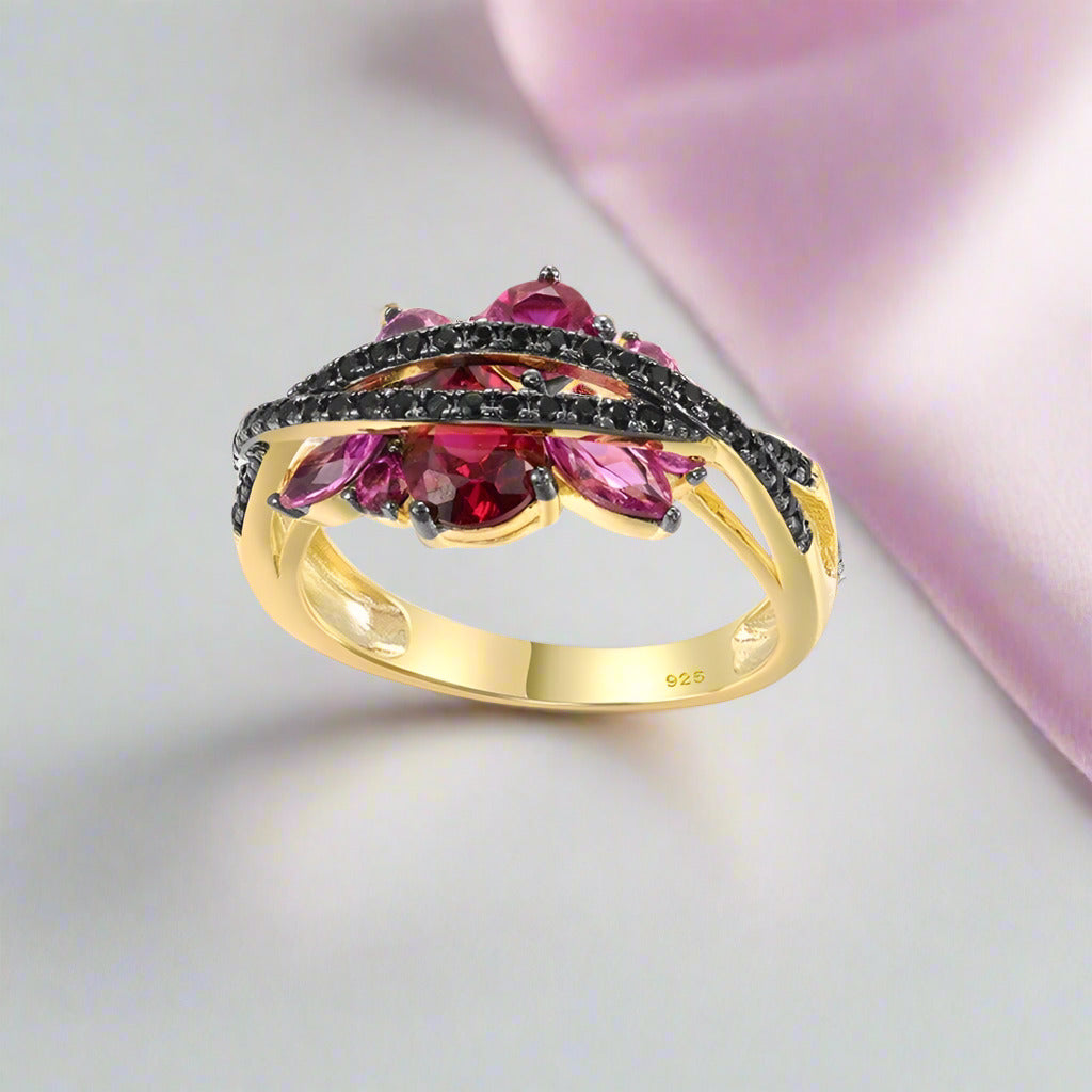 Black Spinel Yellow Gold Ring-Black Diamonds New York