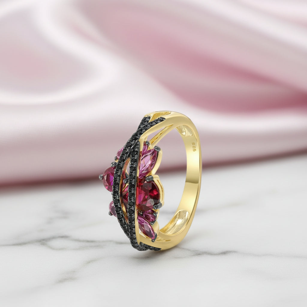 Black Spinel Yellow Gold Ring-Black Diamonds New York