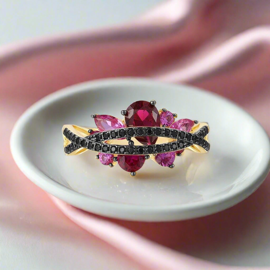 Black Spinel Yellow Gold Ring-Black Diamonds New York
