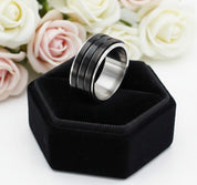 Black Stainless Steel Men Ring Band Rotatable Design-Black Diamonds New York