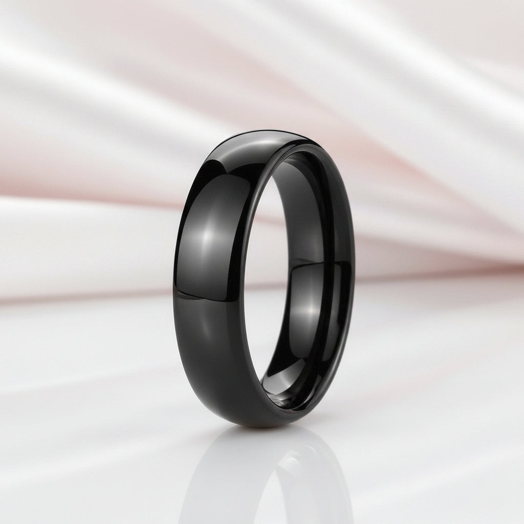 Black Tungsten Carbide Men's Wedding Band-Black Diamonds New York