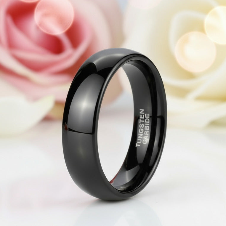 Black Tungsten Carbide Men's Wedding Band-Black Diamonds New York