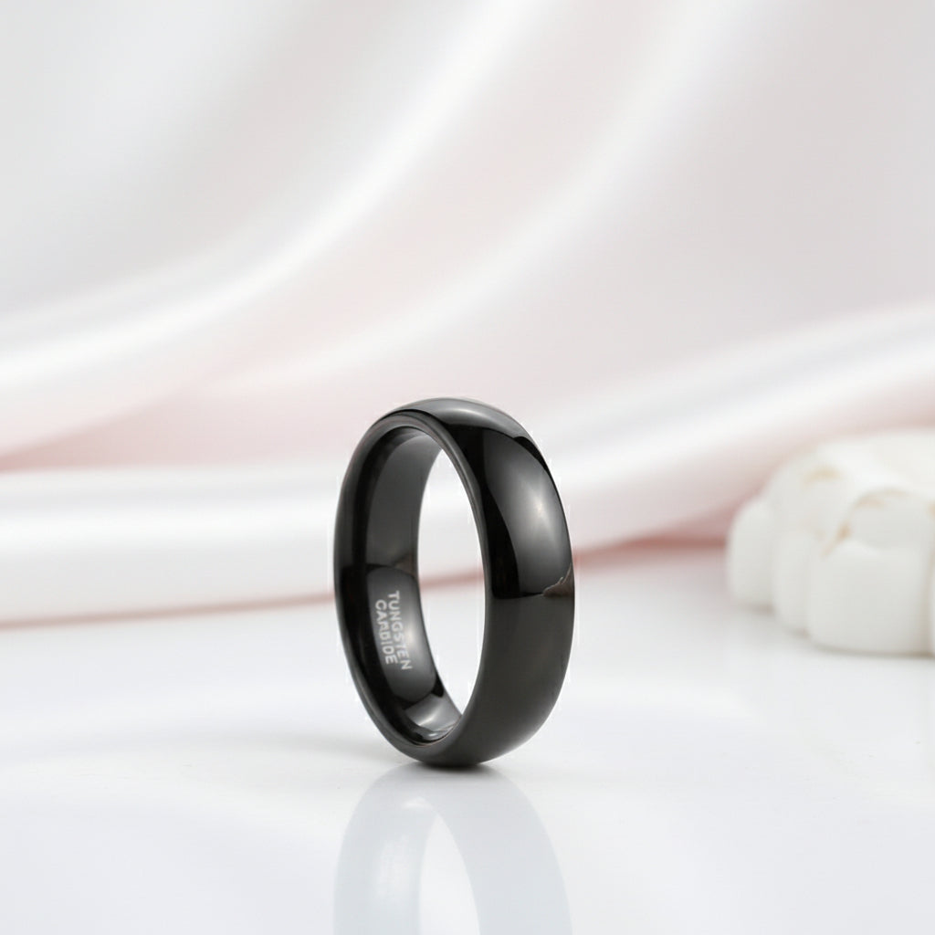 Black Tungsten Carbide Men's Wedding Band-Black Diamonds New York