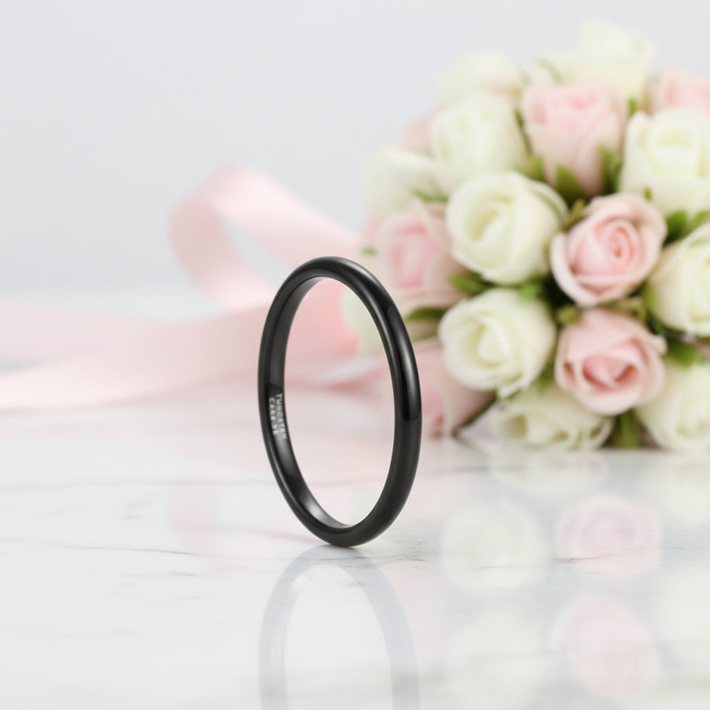 Black Tungsten Carbide Men's Wedding Band-Black Diamonds New York