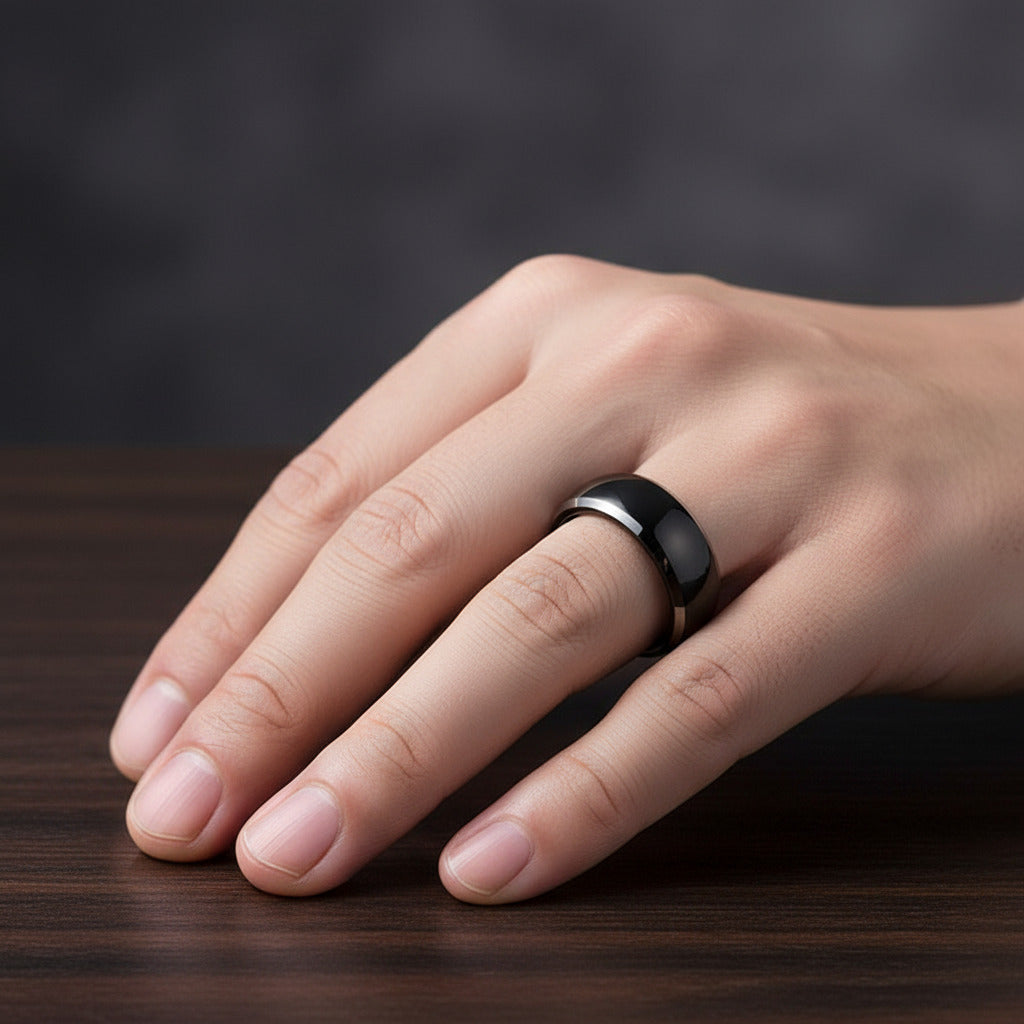 Black Tungsten Carbide Men's Wedding Band-Black Diamonds New York