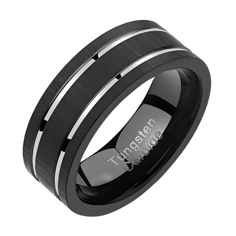 Men's Brushed Tungsten Polished Edges Wedding Band In Tungsten 8mm Size 10 | MADANI Rings - Foto 10