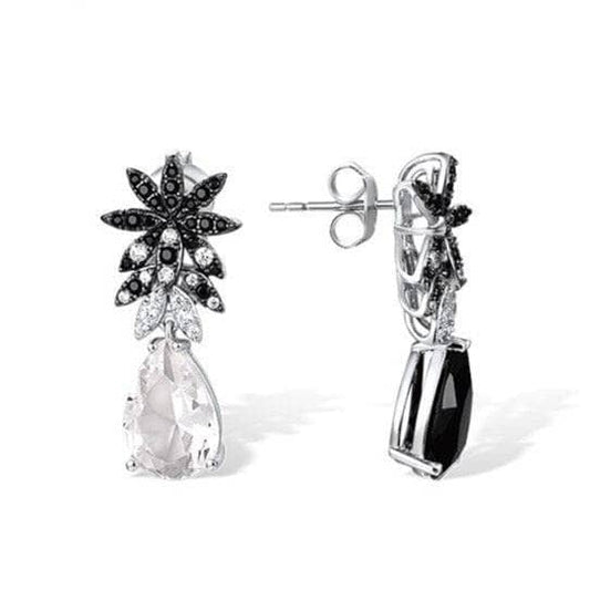 Black & White Created Diamonds Dangling Earrings-Black Diamonds New York