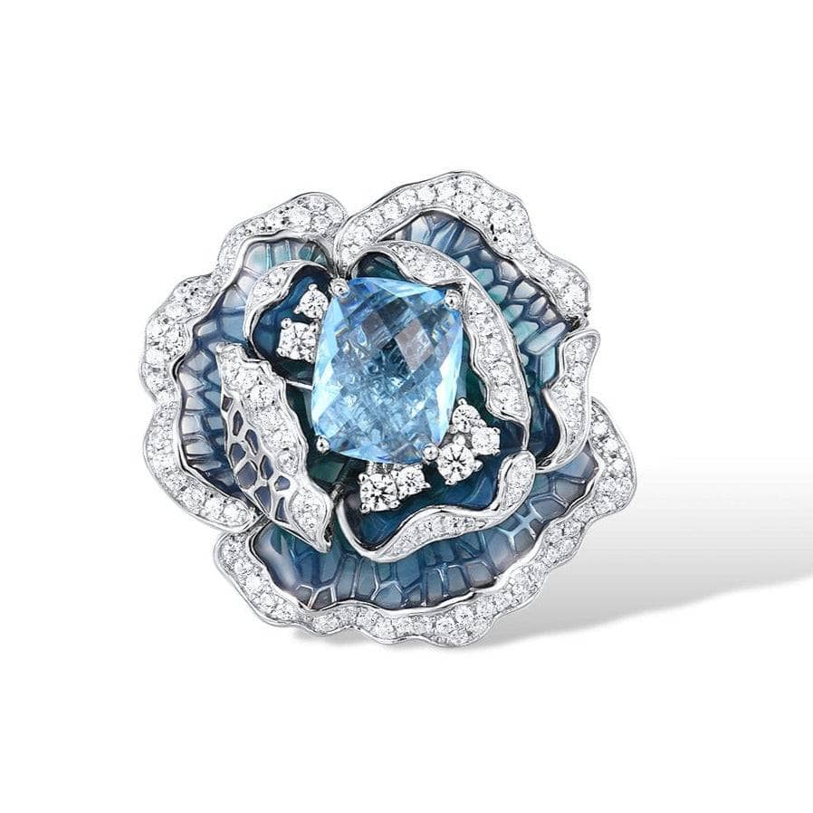Blooming Blue Enamel Flower Jewelry Set-Black Diamonds New York