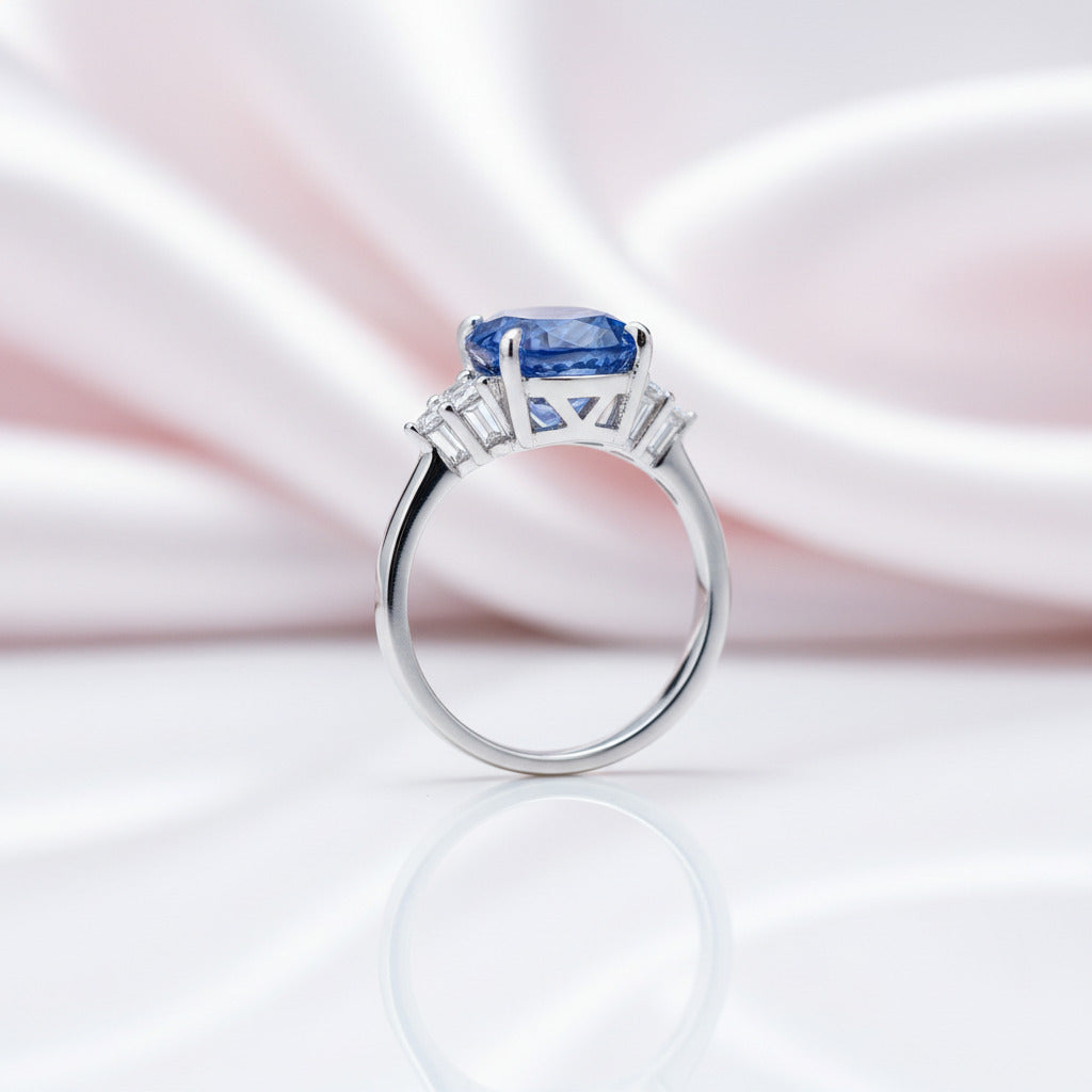 Blue Aquamarine Pear Cut Engagement Ring-Black Diamonds New York