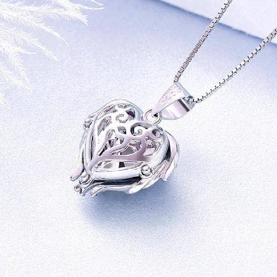 Blue Crystal Angel Wings Heart Shaped Women's Necklace-Black Diamonds New York