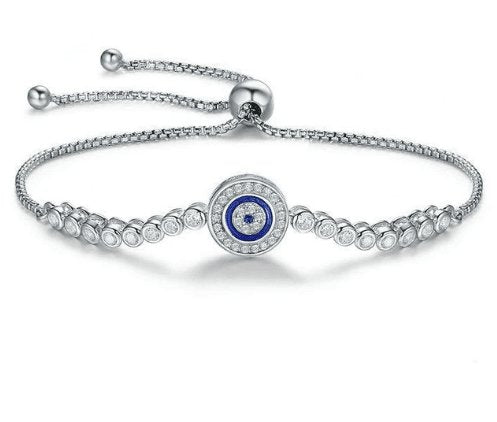 Blue Eye Bolo Bracelet In Sterling Silver - Black Diamonds New York