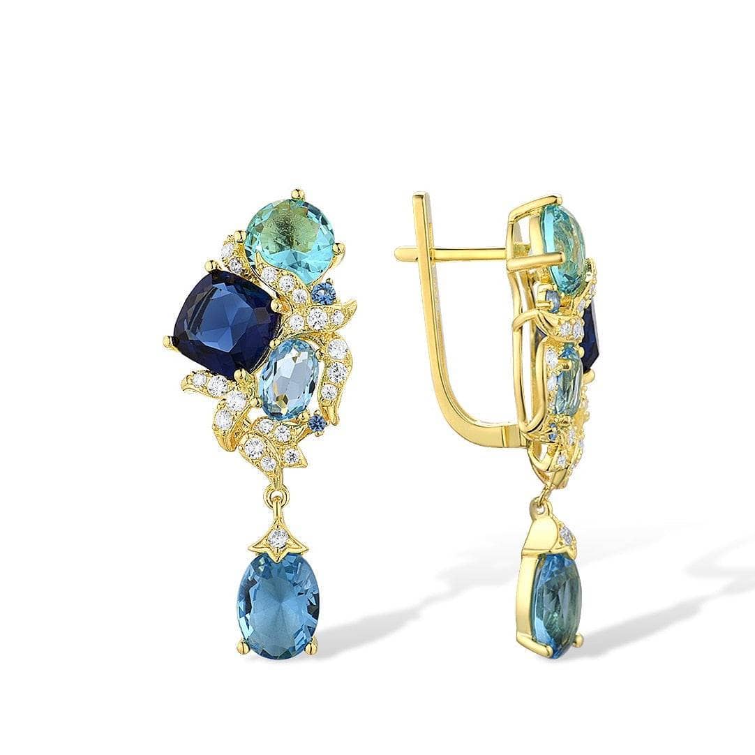Blue Gemstone Drop Earrings-Black Diamonds New York