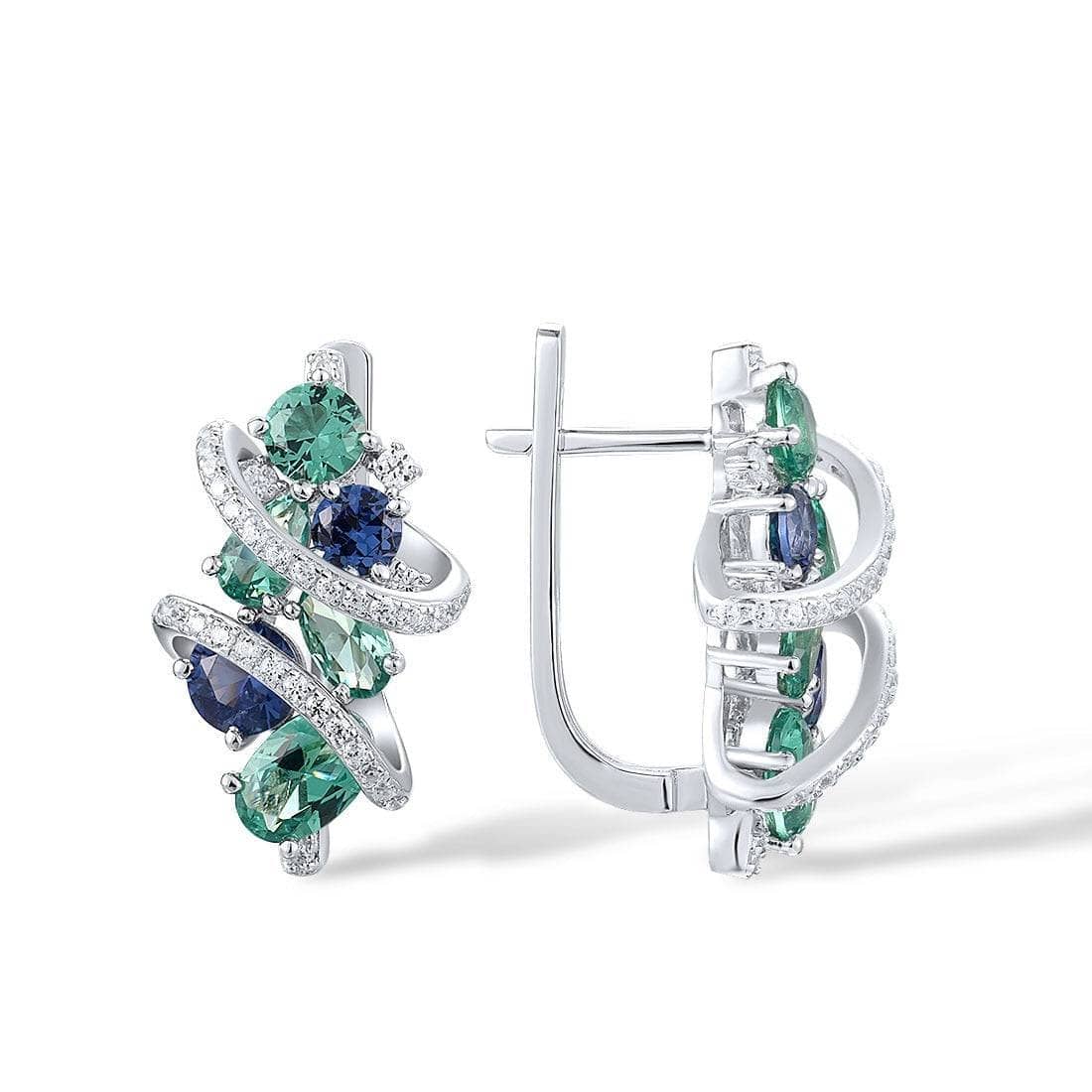 Blue & Green Spinel with EVN Stone Earrings-Black Diamonds New York