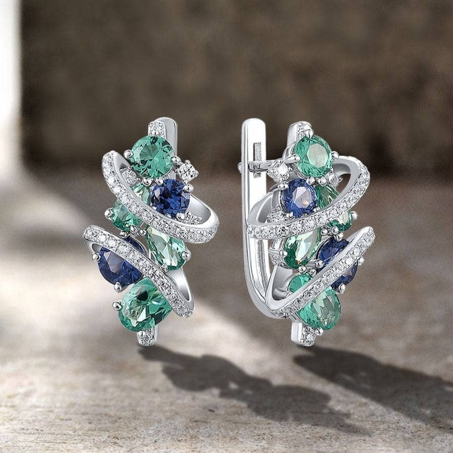 Blue & Green Spinel with EVN Stone Earrings-Black Diamonds New York