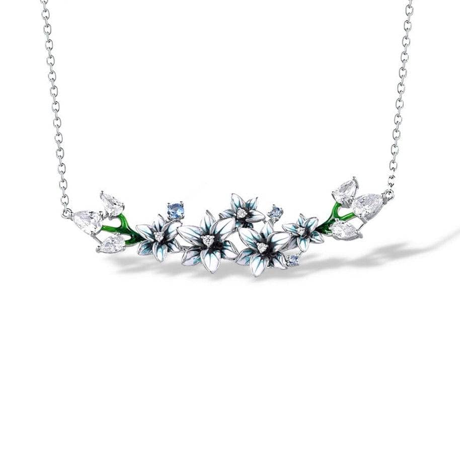 Blue Spinel Enamel Flowers with EVN Stone Necklace-Black Diamonds New York