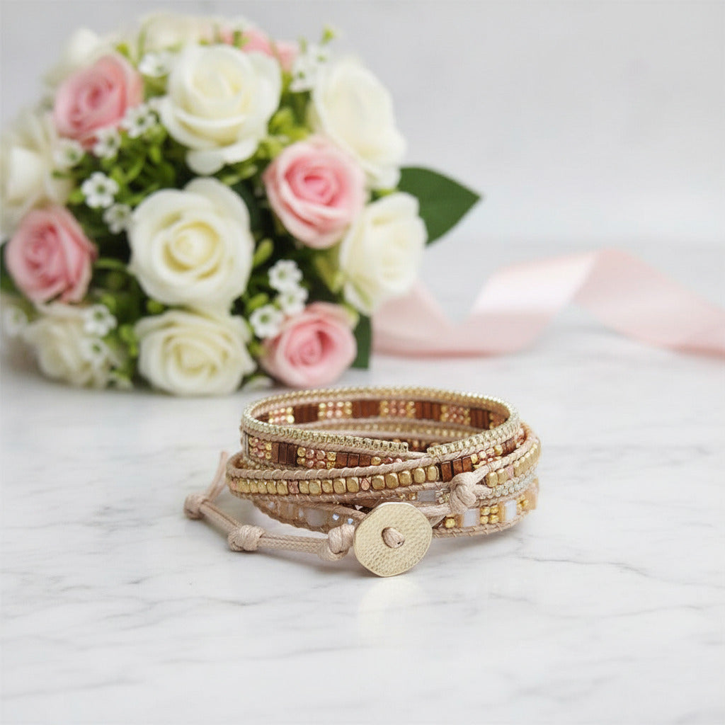 Bohemian Crystal Beads Statement Bracelet-Black Diamonds New York
