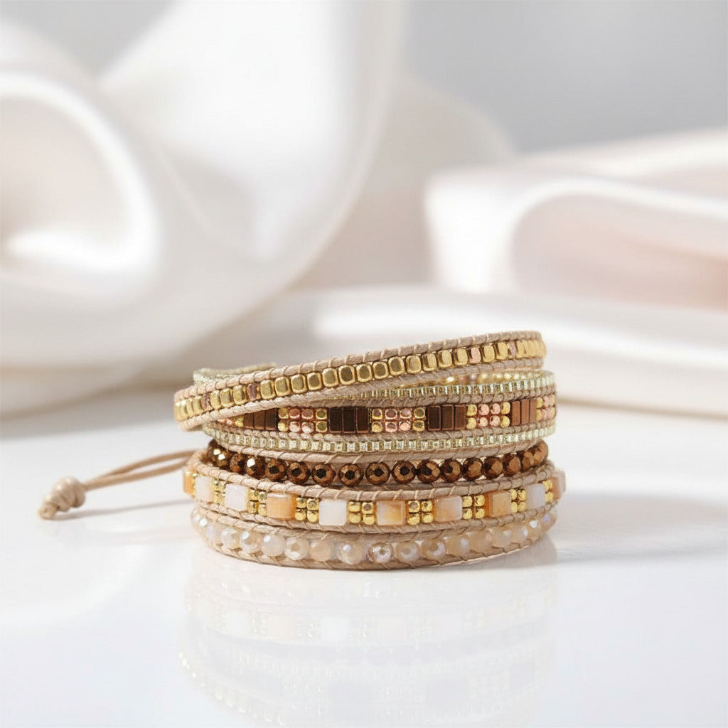 Bohemian Crystal Beads Statement Bracelet-Black Diamonds New York