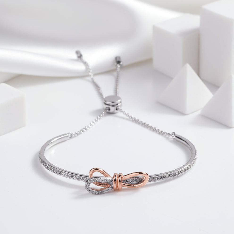 Bow Knot Bracelet In Sterling Silver-Black Diamonds New York