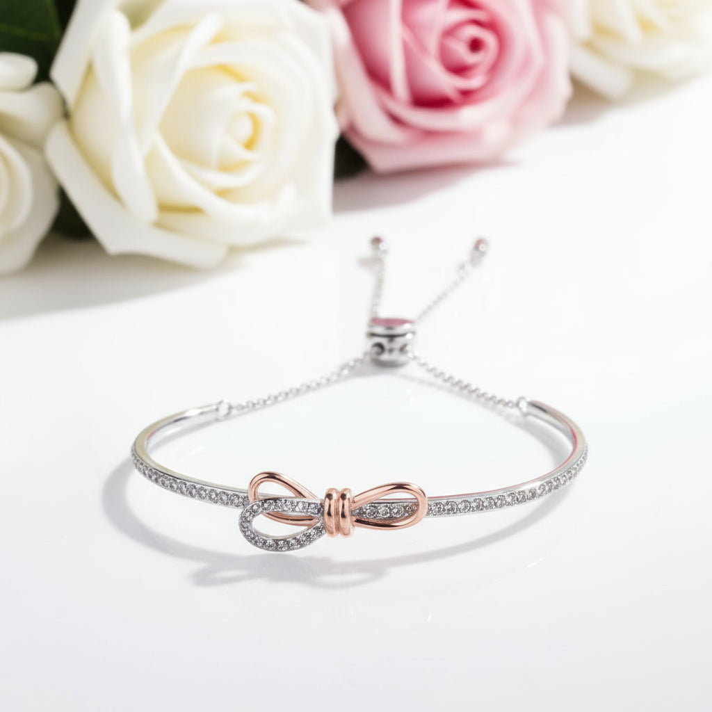 Bow Knot Bracelet In Sterling Silver-Black Diamonds New York