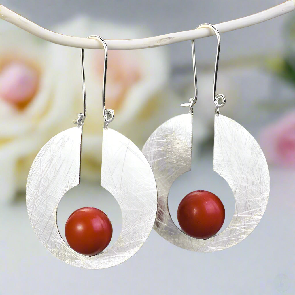 Bright Round Moon Dangle Earrings-Black Diamonds New York