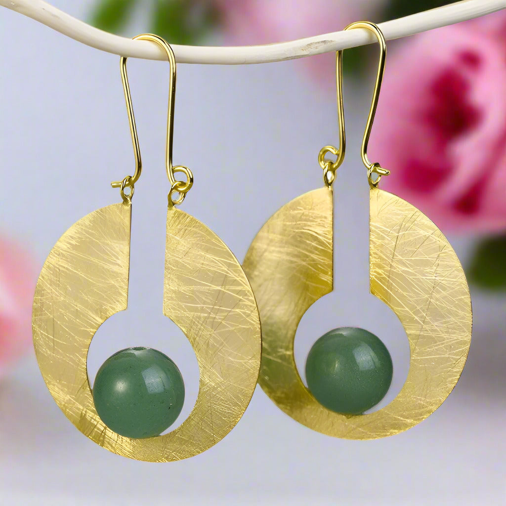 Bright Round Moon Dangle Earrings-Black Diamonds New York