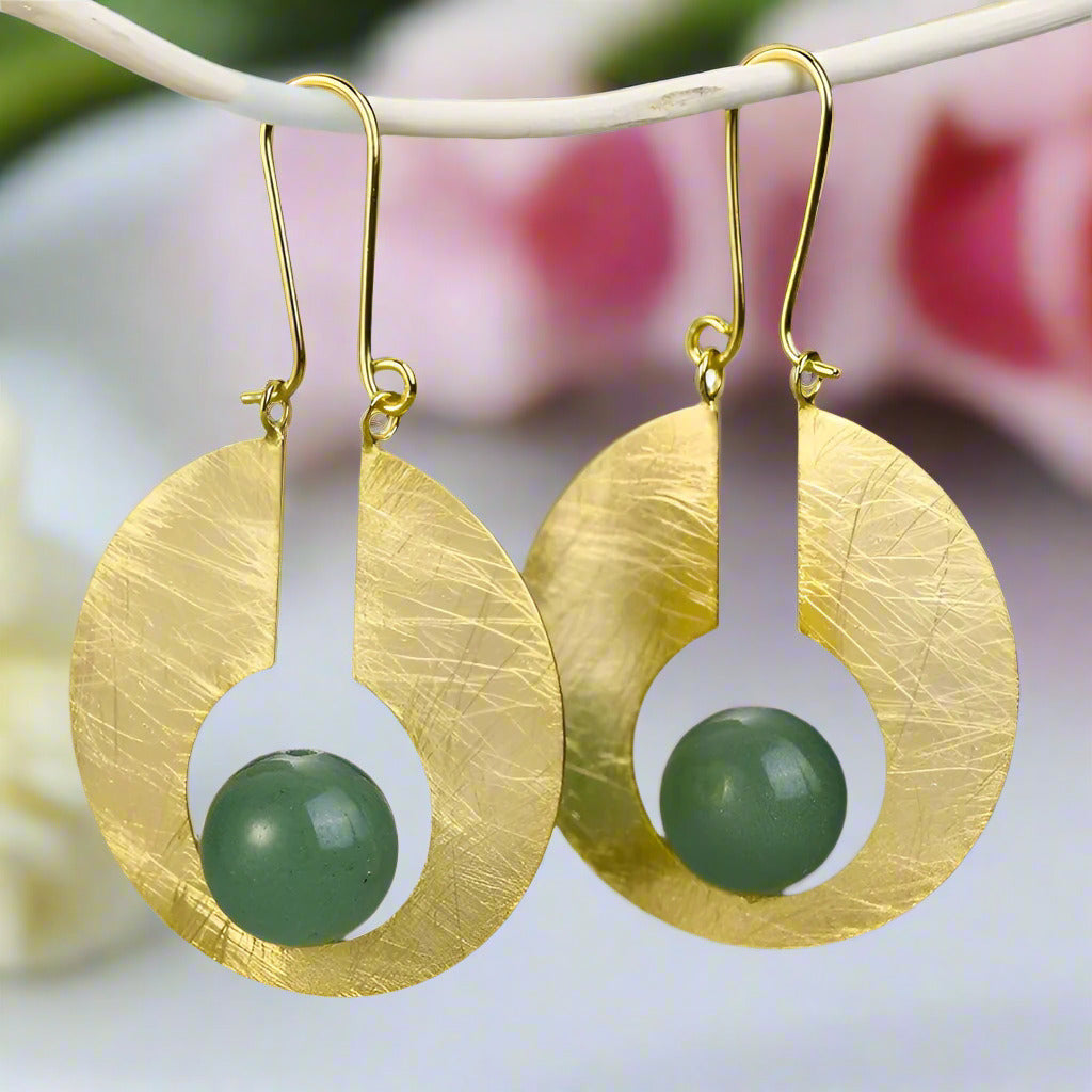 Bright Round Moon Dangle Earrings-Black Diamonds New York