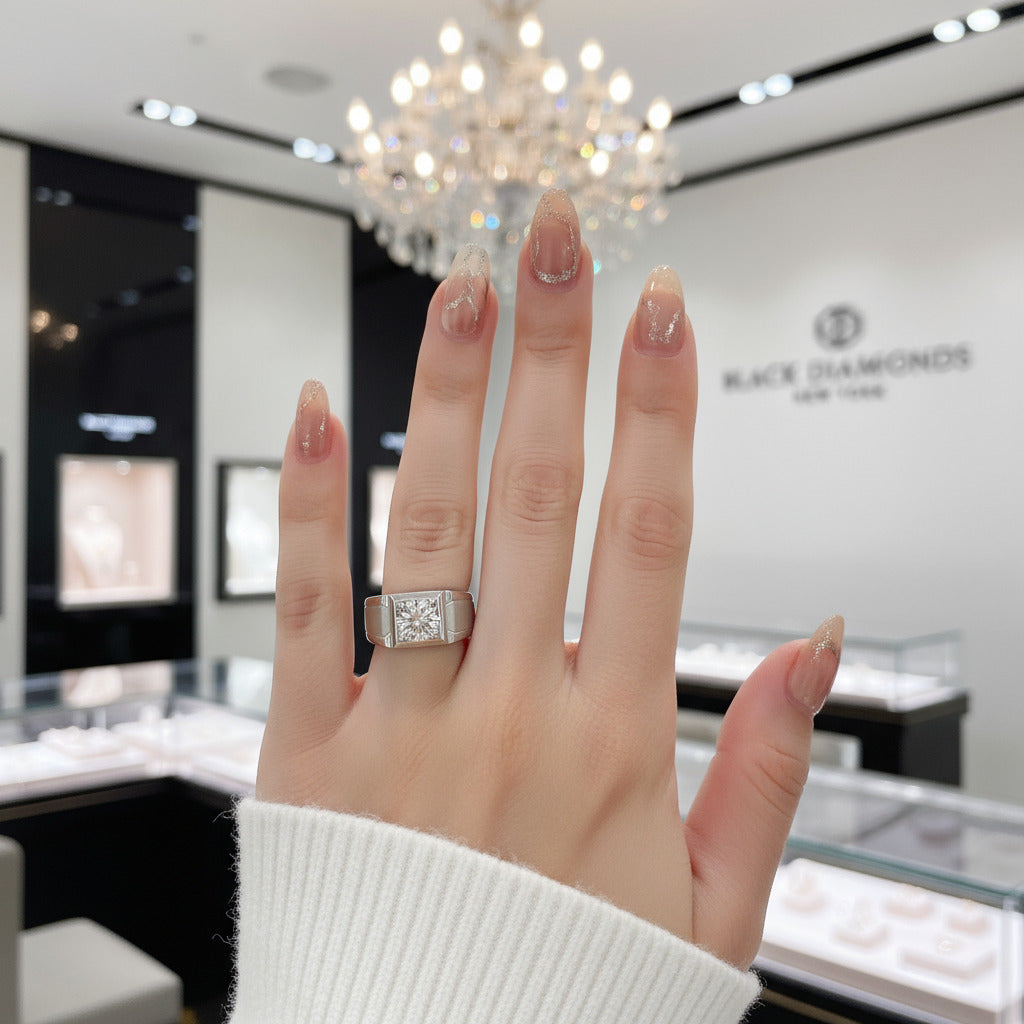 Brilliant Cut 1.0 Ct Diamond Wedding Band-Black Diamonds New York