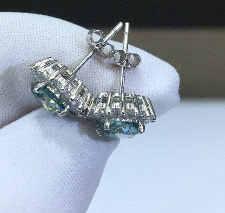 Brilliant Cut Green Moissanite Snowflake Stud Earrings-Black Diamonds New York