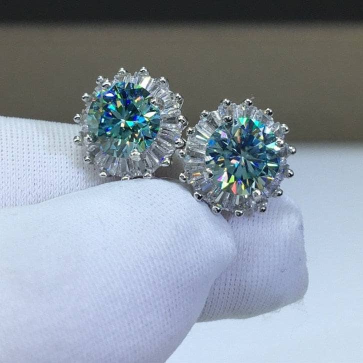 Brilliant Cut Green Moissanite Snowflake Stud Earrings-Black Diamonds New York