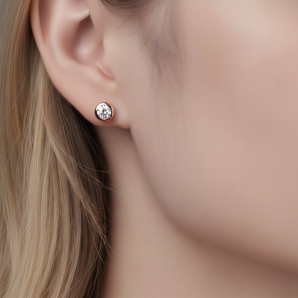 Brilliant Cut Diamond Option Bubble Shaped Stud Earrings-Black Diamonds New York