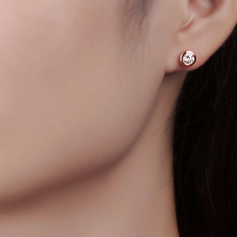 Brilliant Cut Moissanite Bubble Shaped Stud Earrings - Black Diamonds New York