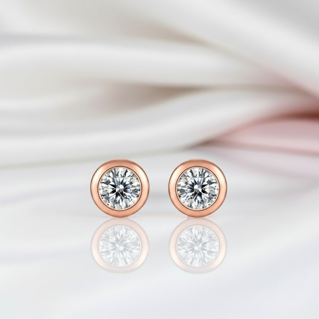 Brilliant Cut Diamond Option Bubble Shaped Stud Earrings-Black Diamonds New York