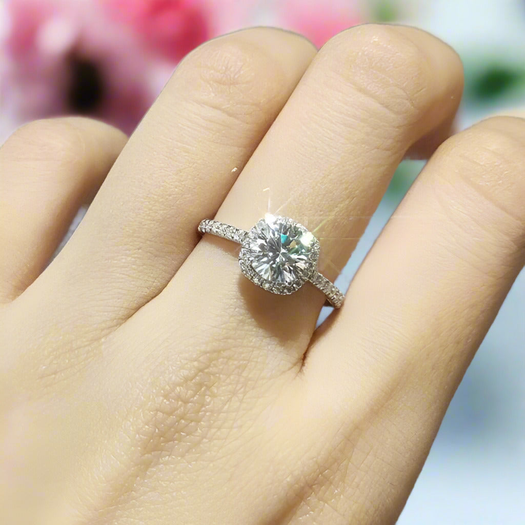 Brilliant Cut Diamond Cushion Wedding Ring-Black Diamonds New York