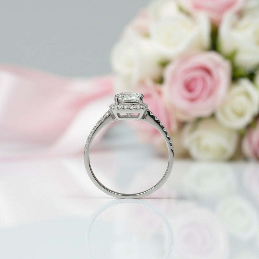 Brilliant Cut Diamond Option Cushion Wedding Ring-Black Diamonds New York