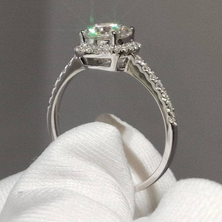 Brilliant Cut Moissanite Cushion Wedding Ring-Black Diamonds New York