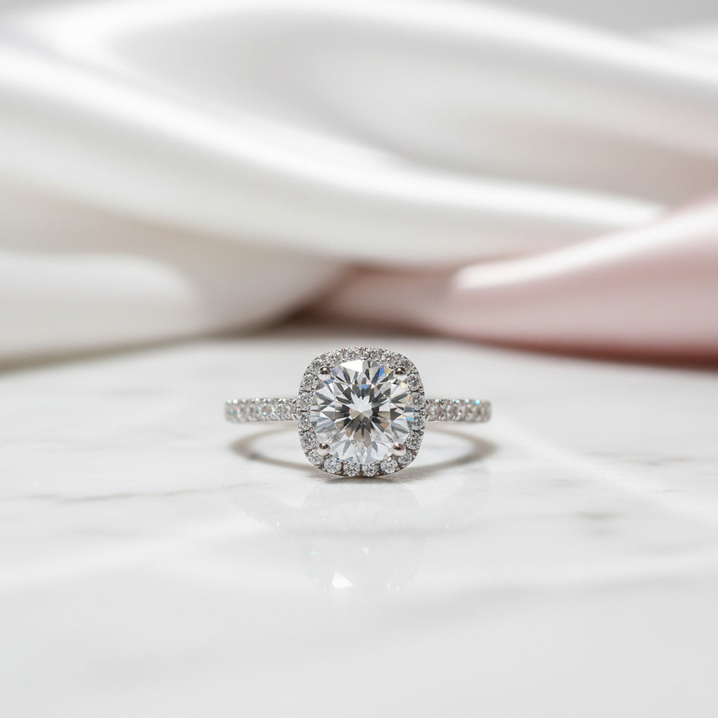 Brilliant Cut Diamond Option Cushion Wedding Ring-Black Diamonds New York