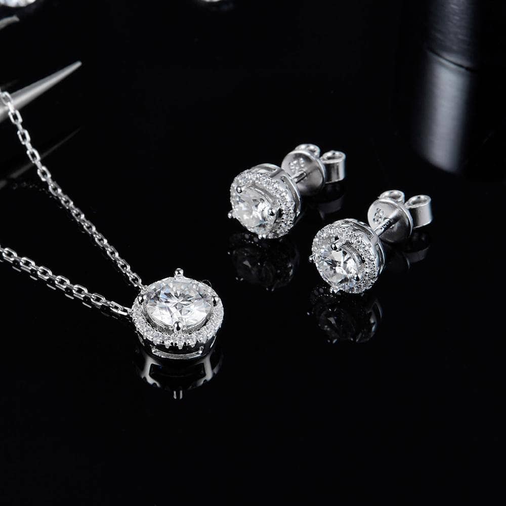 Brilliant-Cut Moissanite Diamond Earrings and Necklace-Black Diamonds New York
