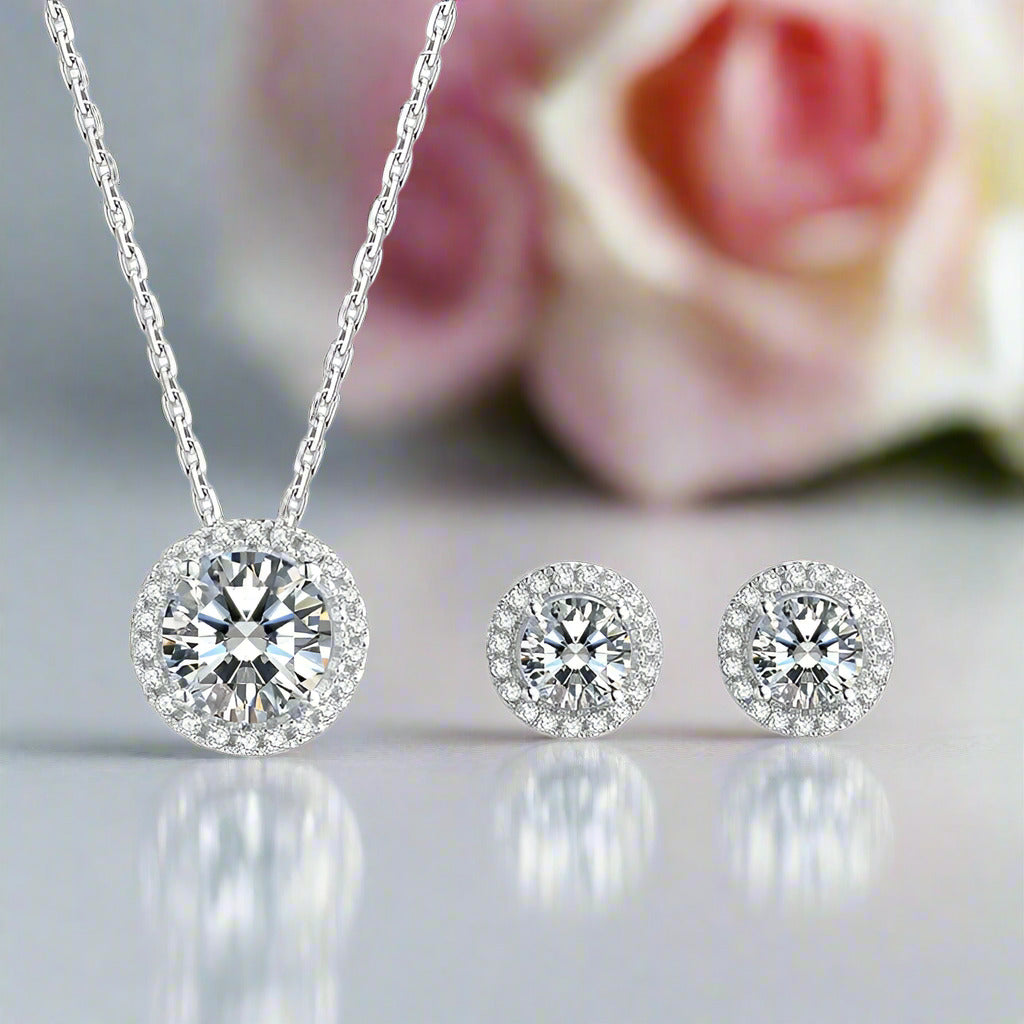 Brilliant Cut Diamond Earrings and Necklace-Black Diamonds New York