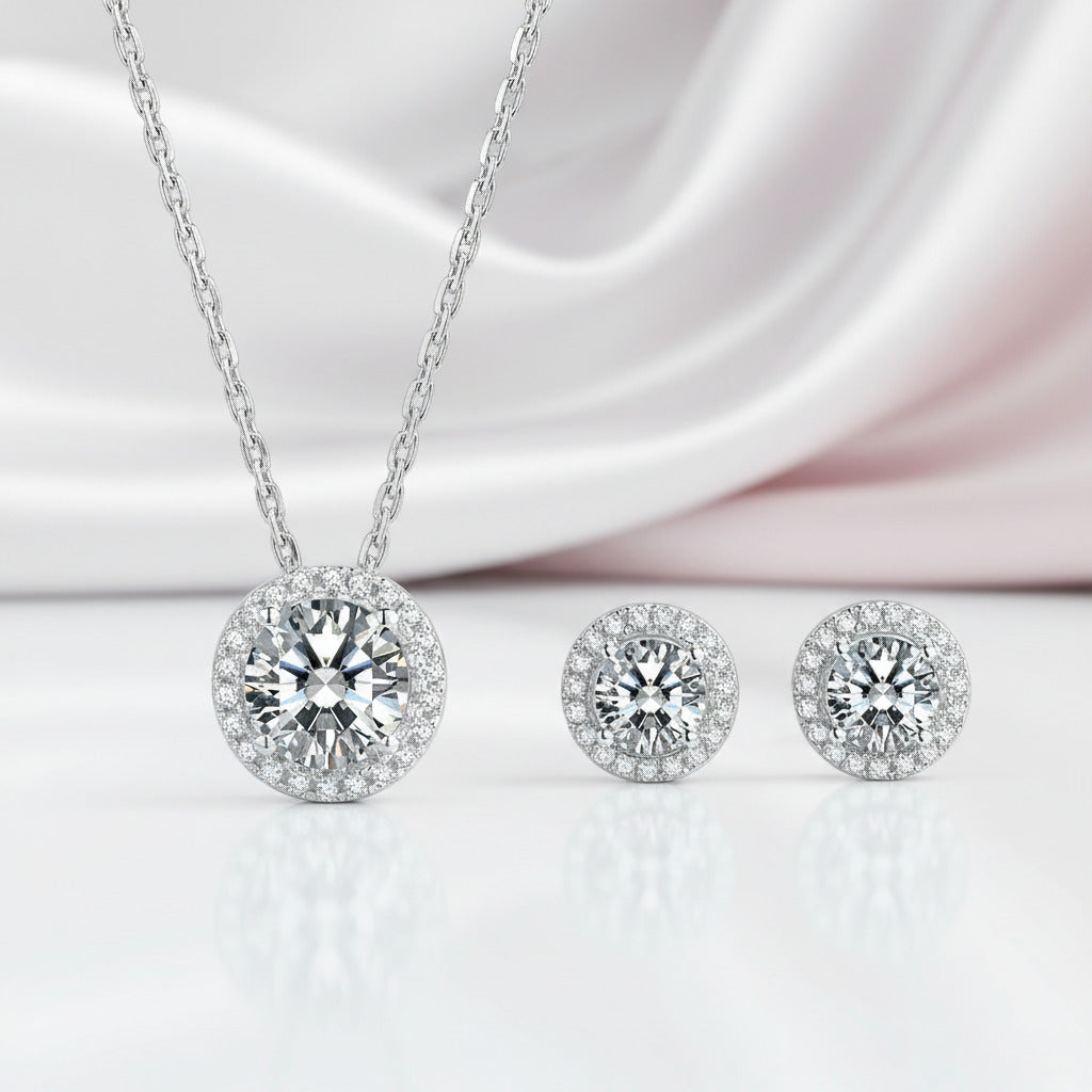 Brilliant Cut Diamond Option Earrings and Necklace-Black Diamonds New York
