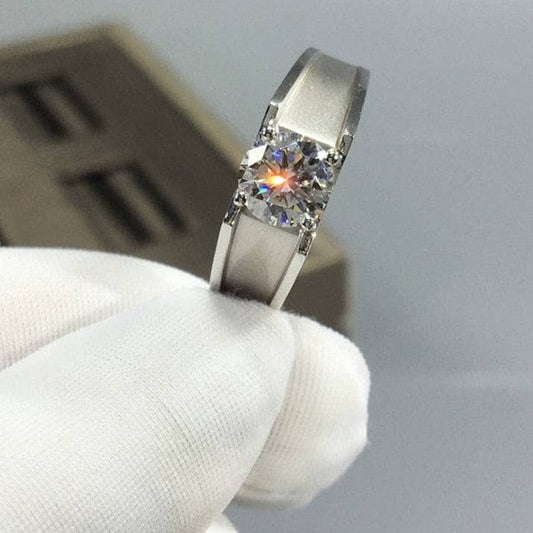 Brilliant Cut Moissanite Men's Wedding Ring-Black Diamonds New York