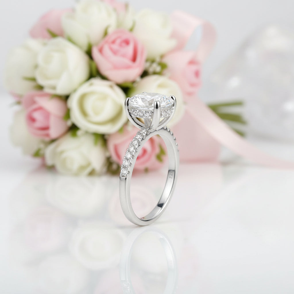 Brilliant Oval-Cut Diamond Hidden Halo Engagement Ring-Black Diamonds New York