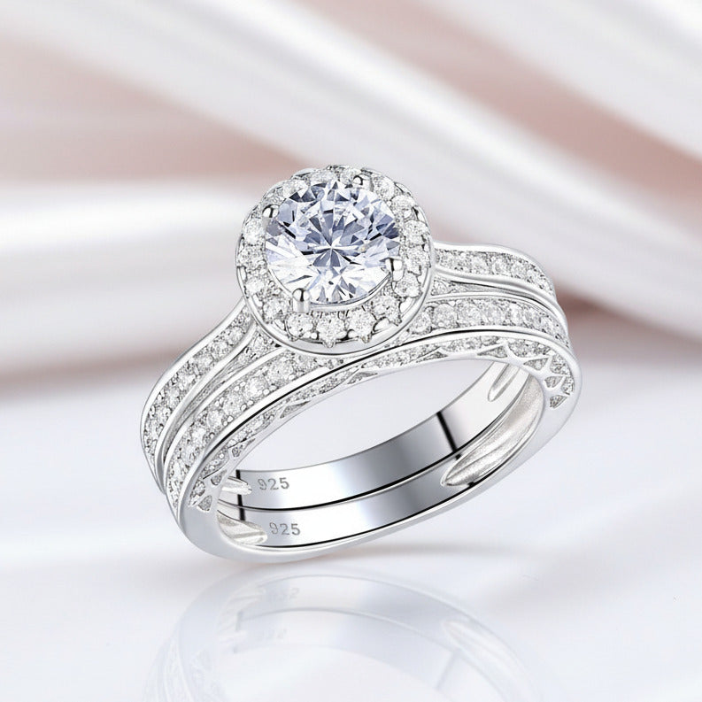 Brilliant Round Diamond Option Halo Engagement Ring Set-Black Diamonds New York