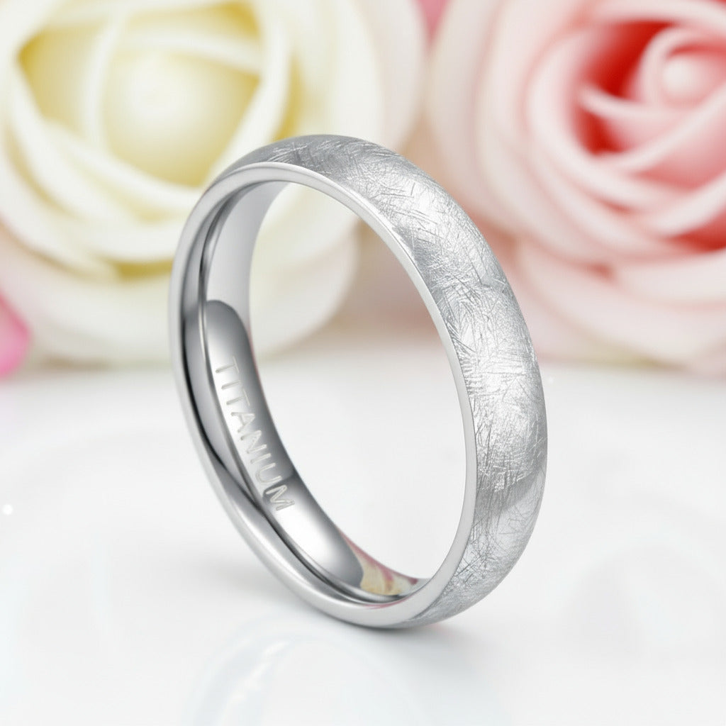 Brushed Dome Titanium Men's Wedding Band-Black Diamonds New York