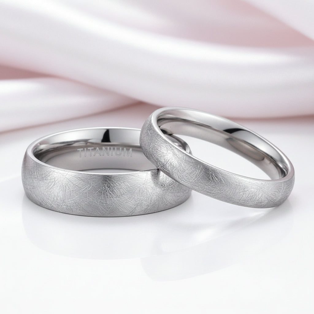 Brushed Dome Titanium Men's Wedding Band-Black Diamonds New York